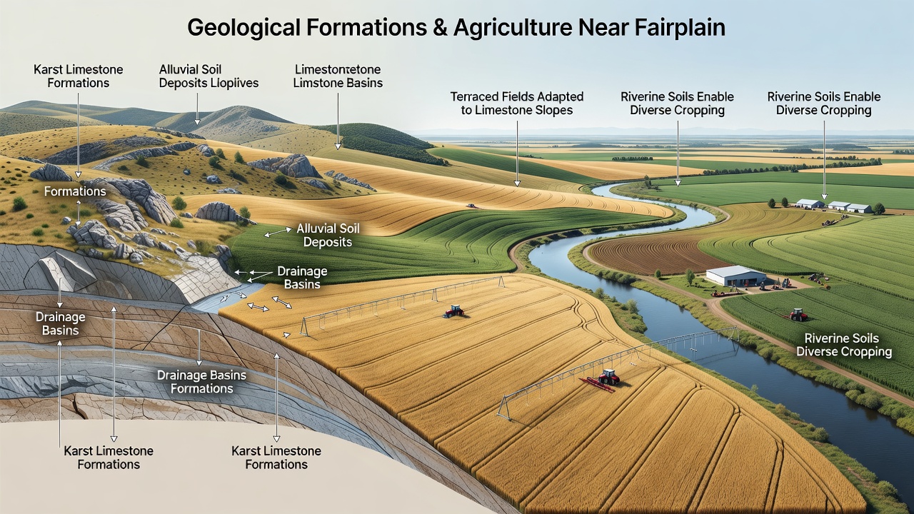 Close-up of soil cross-section showing layers influenced by local geology in Fairplain territories